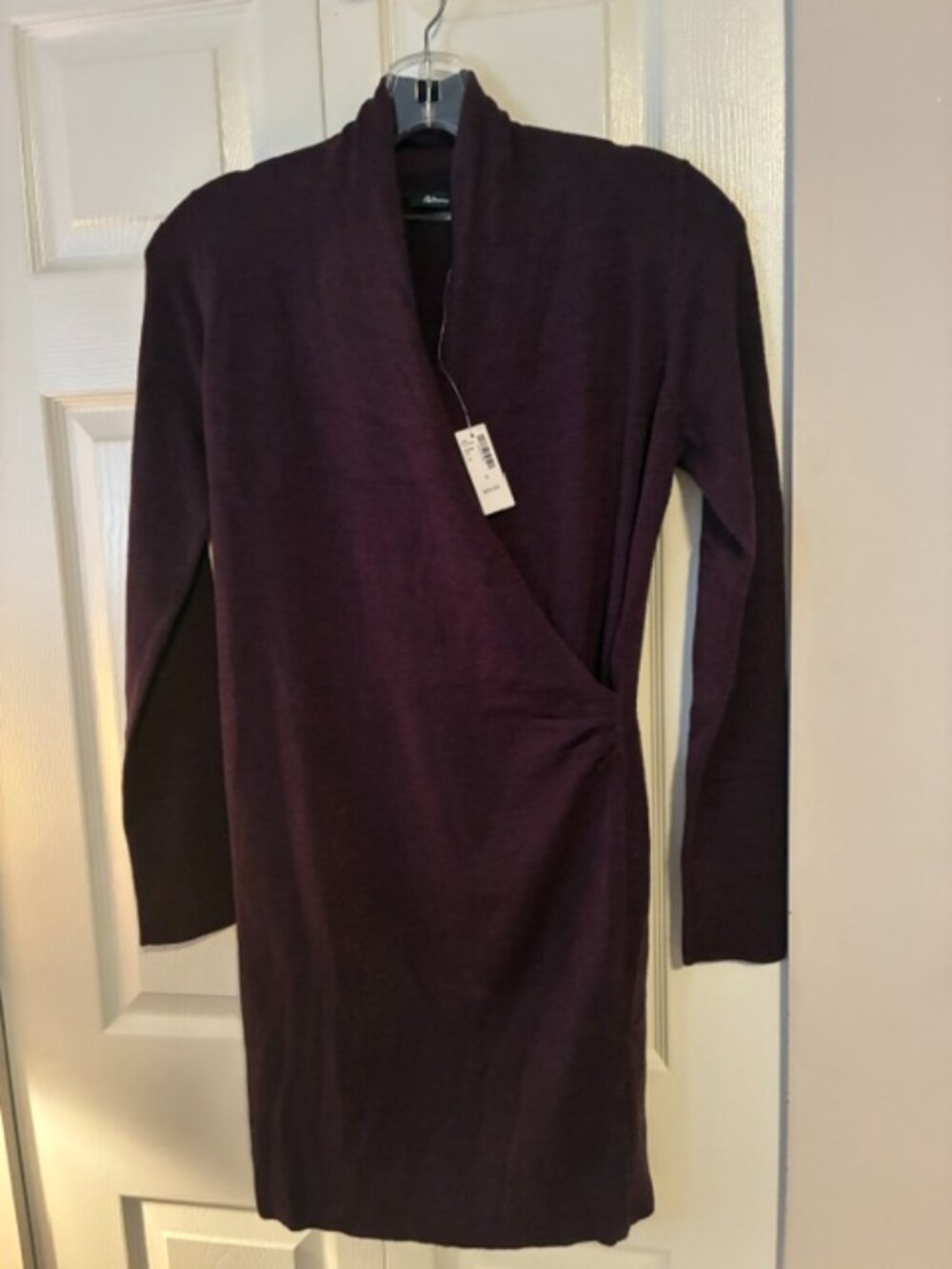 NWT Size S Reitmans Purple Knit Long Sleeve Faux Wrap Sweater Dress